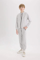 Boy Elastic Waist Leg Pique Basic Sweatpants