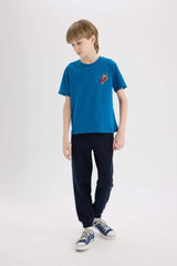 Boy Elastic Waist Leg Pique Basic Sweatpants