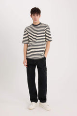 Boxy Fit Crew Neck Striped T-Shirt