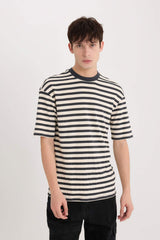 Boxy Fit Crew Neck Striped T-Shirt