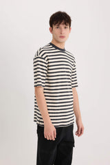 Boxy Fit Crew Neck Striped T-Shirt