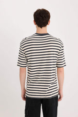 Boxy Fit Crew Neck Striped T-Shirt