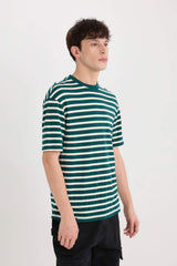 Boxy Fit Crew Neck Striped T-Shirt