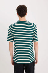 Boxy Fit Crew Neck Striped T-Shirt