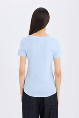 Regular Fit V-Neck Ribana Short Sleeve T-Shirt