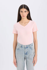 Regular Fit V-Neck Ribana Short Sleeve T-Shirt
