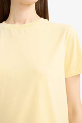 Basic Long Fit Crew Neck T-Shirt in Short Sleeve Jersey