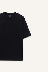 Oversize Loose Fit Crew Neck Heavy Fabric Basic Plain Short Sleeve Black T-Shirt