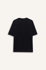 Oversize Loose Fit Crew Neck Heavy Fabric Basic Plain Short Sleeve Black T-Shirt