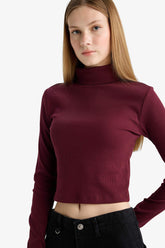 Fitted Turtleneck Ribbed Camisole Basic T-Shirt