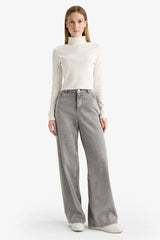 Fitted Turtleneck Ribbed Camisole Basic T-Shirt