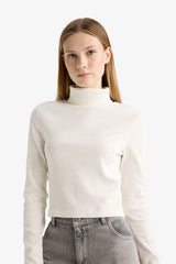 Fitted Turtleneck Ribbed Camisole Basic T-Shirt