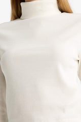 Fitted Turtleneck Ribbed Camisole Basic T-Shirt