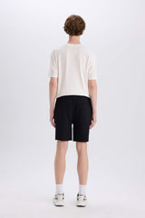 100% Cotton Slim Fit Slim Cut Skinny Leg Pocket Basic Plain Shorts