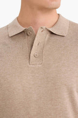 Standard Fit Polo Collar Buttoned Knit Sweater