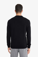 Standard Fit Polo Collar Buttoned Knit Sweater