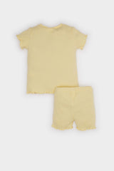 Baby Girl Ribbed Camisole T-Shirt Shorts 2 Piece Set