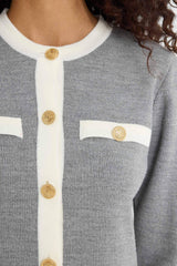 Regular Fit Crew Neck Buttoned Knit Cardigan