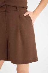 High Waist Short Leg Linen Blend Shorts