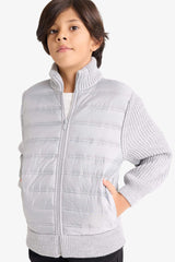 Boys Half Turtleneck Zip-Up Knitted Cardigan