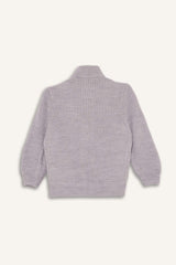 Boys Half Turtleneck Zip-Up Knitted Cardigan