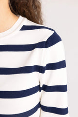 Fitted Crew Neck Striped Short Sleeve Pullover