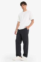 100% Cotton Wide Leg Elastic Waist Tie-Down Wide Leg Jeans