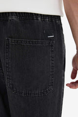 100% Cotton Wide Leg Elastic Waist Tie-Down Wide Leg Jeans