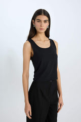 Slim Fit Basic Square Collar Sleeveless Tank Top