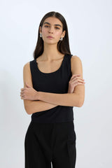 Slim Fit Basic Square Collar Sleeveless Tank Top