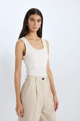 Slim Fit Basic Square Collar Sleeveless Tank Top