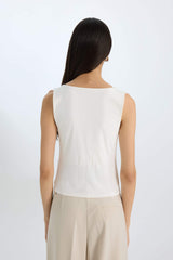 Slim Fit Basic Square Collar Sleeveless Tank Top
