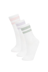 Girls Comfortable Elastic 3-Pack Cotton Long Socks