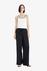 High Waist Wide Leg Satin Trousers