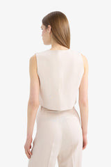 V Neck Linen Blend Vest