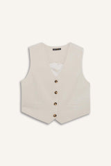 V Neck Linen Blend Vest