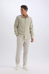 Relax Fit Comfortable Cut Straight Leg Cristed Summer Fabric Pants