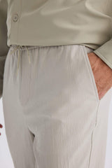 Relax Fit Comfortable Cut Straight Leg Cristed Summer Fabric Pants