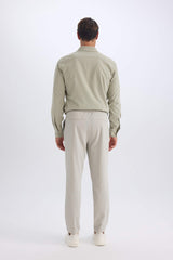 Relax Fit Comfortable Cut Straight Leg Cristed Summer Fabric Pants