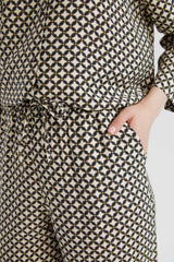 Wide Leg Patterned High Casual Trousers