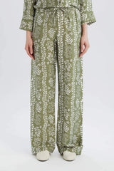Wide Leg Patterned High Casual Trousers