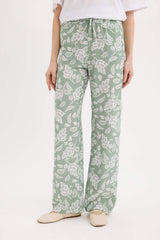 Wide Leg Patterned High Casual Trousers