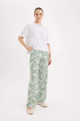 Wide Leg Patterned High Casual Trousers