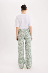 Wide Leg Patterned High Casual Trousers