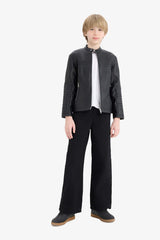 Boys Waterproof Zippered Faux Leather Jacket Coat