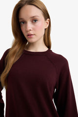 Regular Fit Crew Neck Basic Plain Knitwear Sweater Tunic