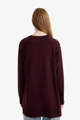 Regular Fit Crew Neck Basic Plain Knitwear Sweater Tunic