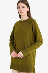 Regular Fit Crew Neck Basic Plain Knitwear Sweater Tunic