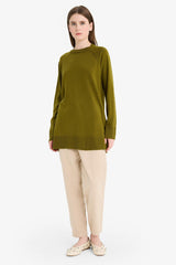 Regular Fit Crew Neck Basic Plain Knitwear Sweater Tunic