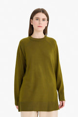 Regular Fit Crew Neck Basic Plain Knitwear Sweater Tunic